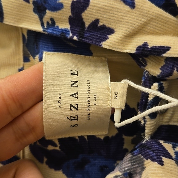 Sezane Soledad Floral Long Sleeve Dress - Blue and Cream - Picture 11 of 15